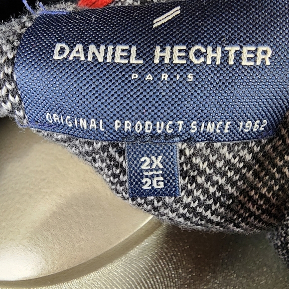 Daniel Hechter Paris Cotton Shawl Collar Grampa Cardigan Navy Size 2X Preppy - Picture 2 of 14